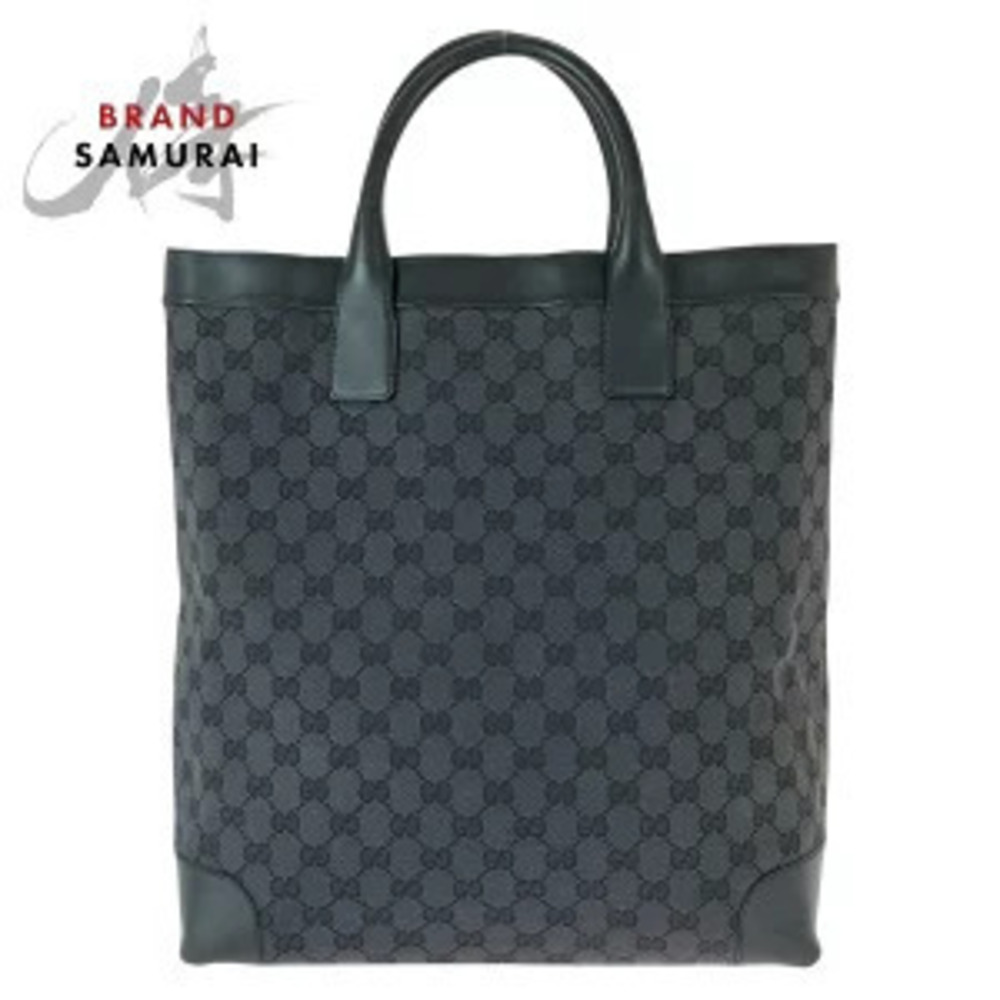 Gucci GG black canvas leather tote bag